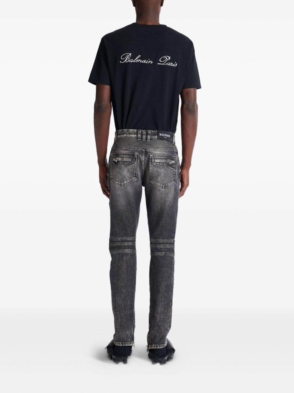 Slim-fit biker trousers in denim FH1MG115DF82 9AZ BALMAIN