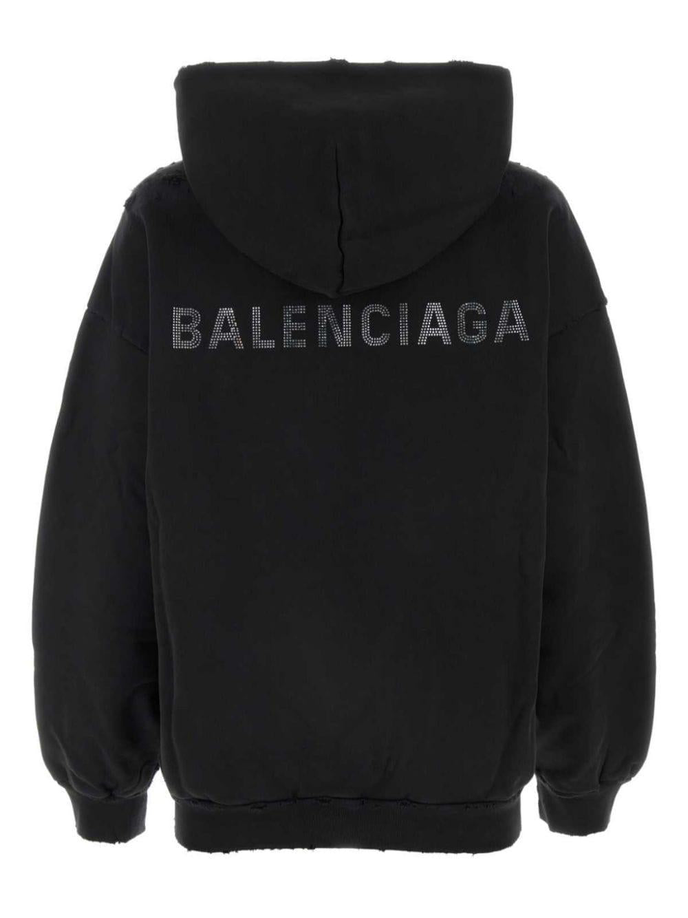 Rhinestone logo hoodie<BR/><BR/><BR/> 767877 TQVY11083 BALENCIAGA