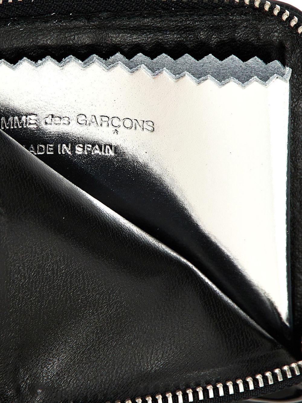 Black leather glossy half-zip wallet SA3100MI SILVER COMME des GARÇONS WALLET