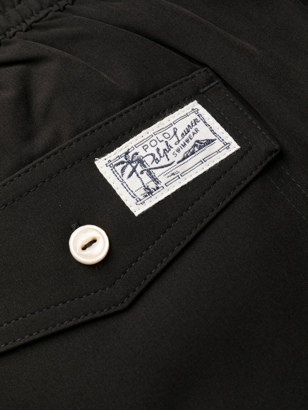 Drawstring waist logo-patch shorts<BR/><BR/><BR/> 710907255002 POLO BLACK POLO RALPH LAUREN