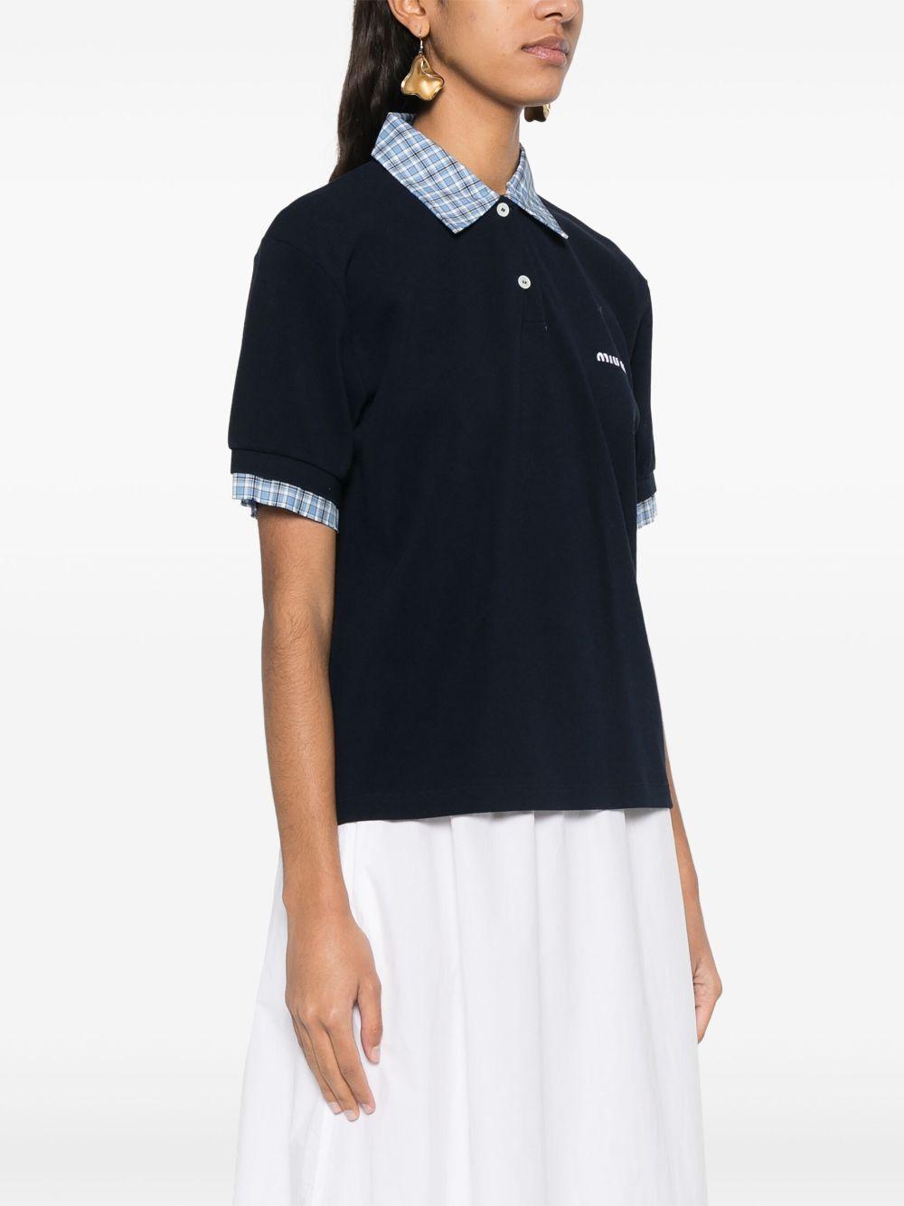 Layered-effect polo shirt<BR/><BR/><BR/> MJN555 15WDF0008 MIU MIU