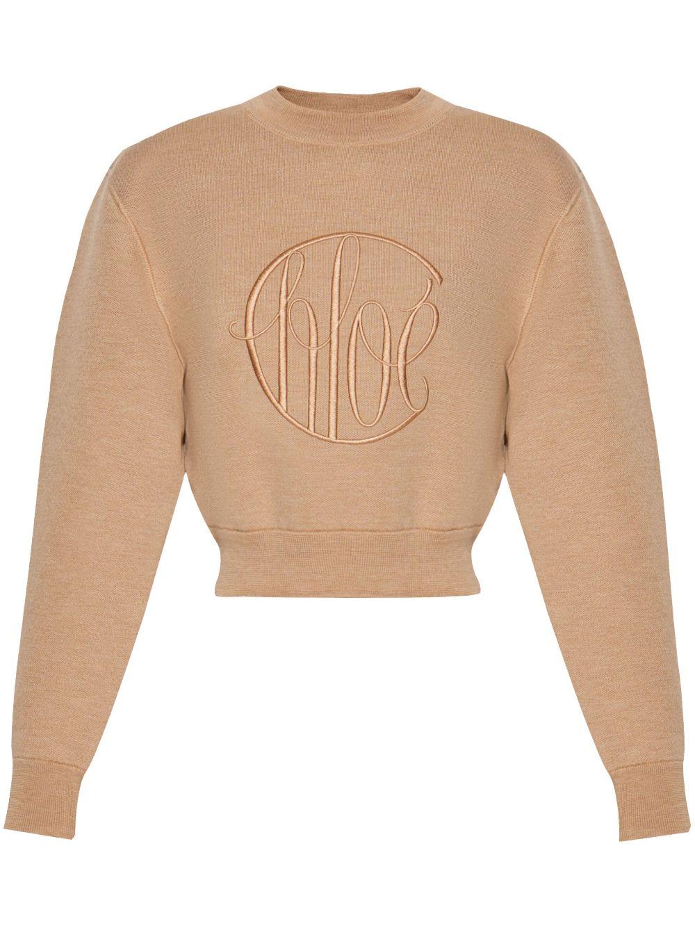 Embroidered-logo wool jumper<BR/><BR/><BR/> CHC24AMP54730 223 CHLOÉ
