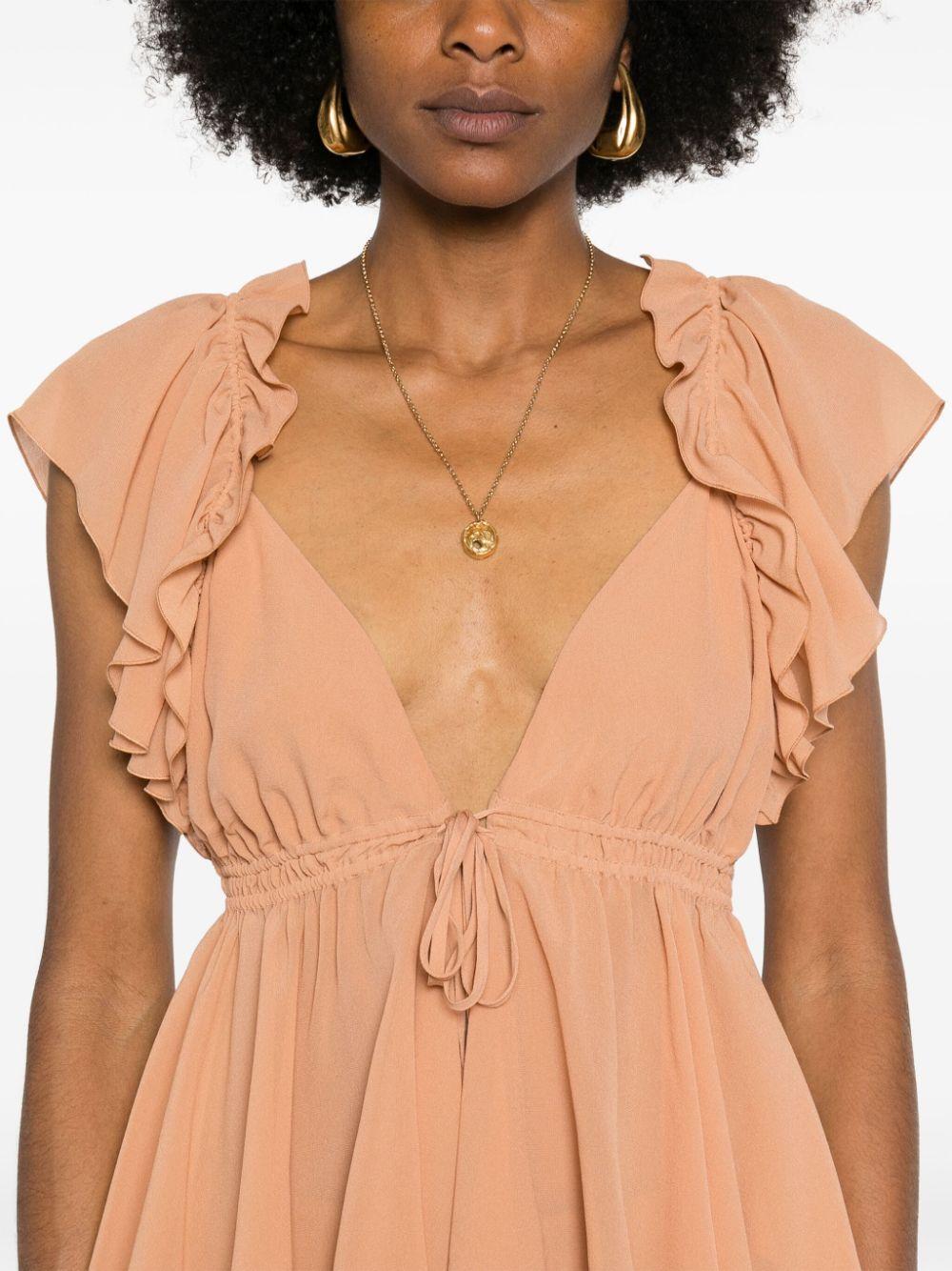 Ruffled trim plunging top CH24AHT41002 26W CHLOÉ