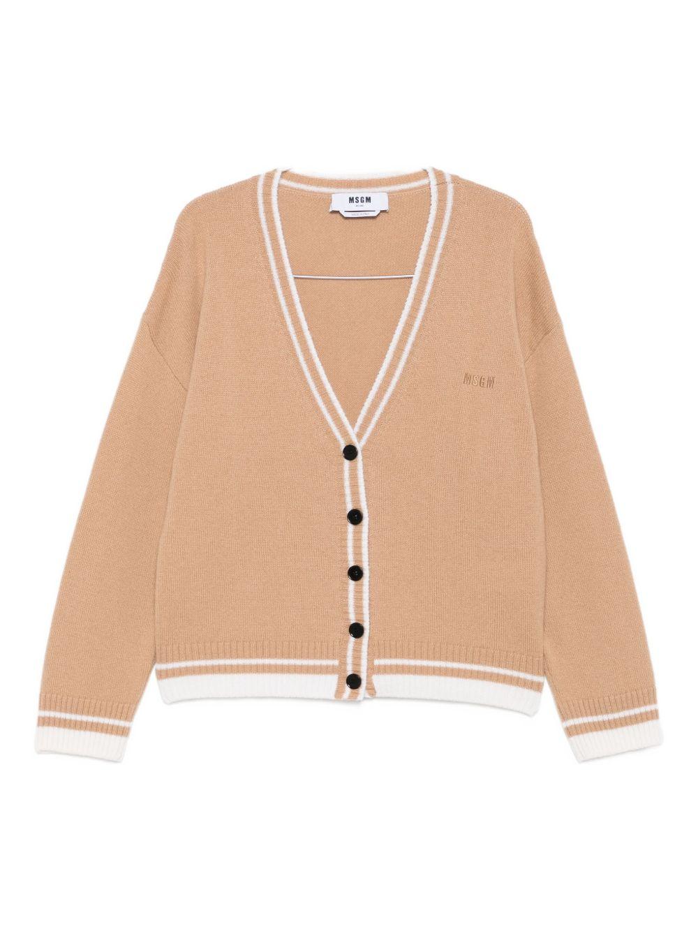 V-neck cardigan with contrasting trim 3941MDM218 25778523 MSGM