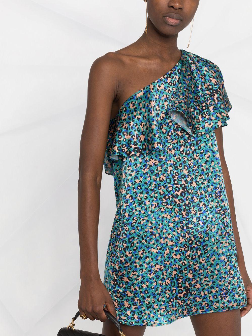Leopard-print one-shoulder dress 652178Y3E24 4600 SAINT LAURENT