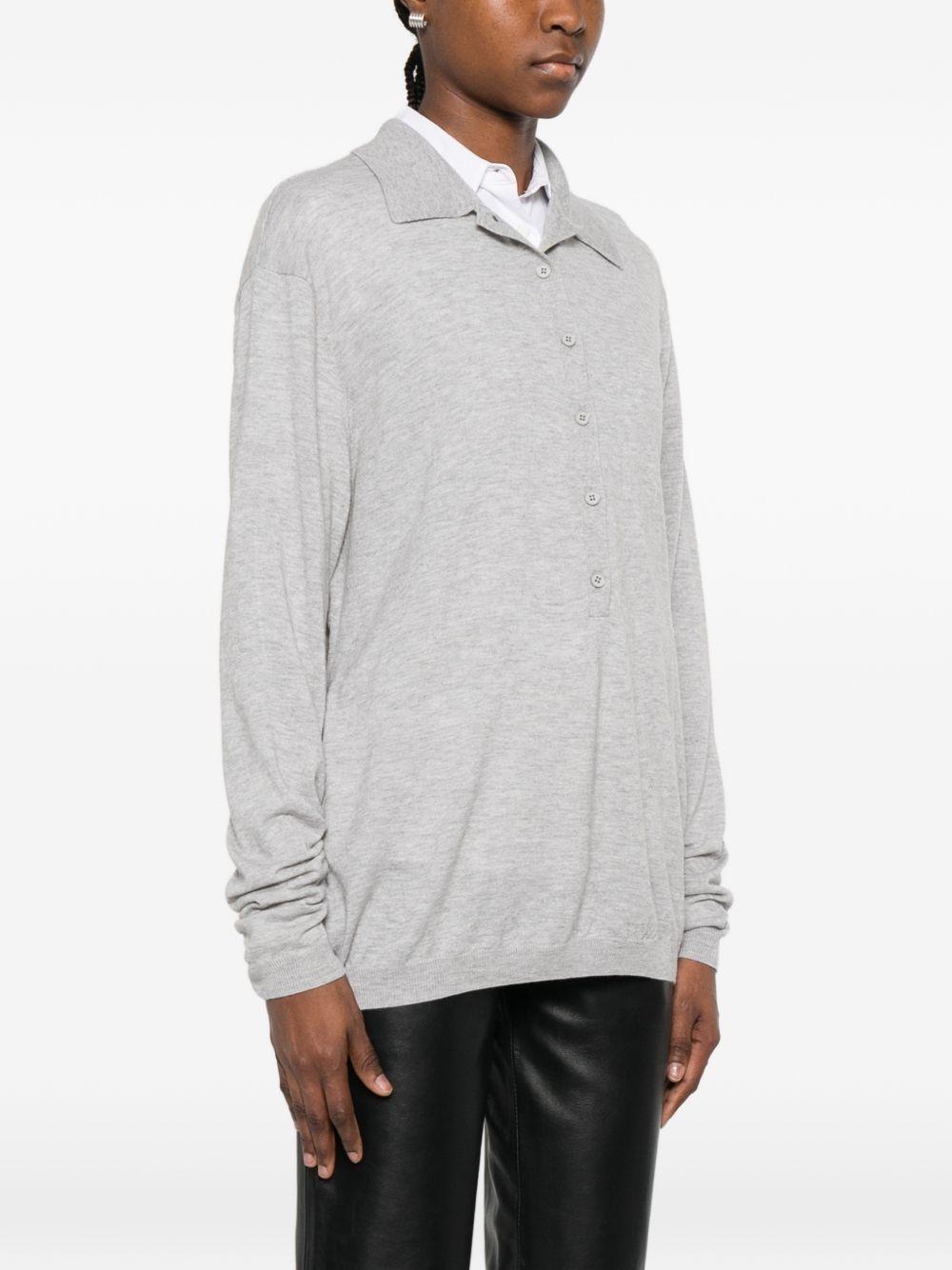 TALA KNIT V-NECK POLO POFS21838104 LIGHTGREY THE FRANKIE SHOP