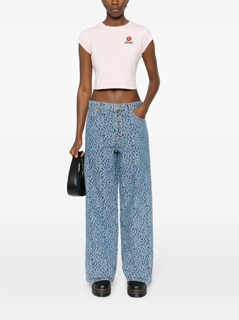 Boke Flower-appliqué T-shirt<BR/><BR/><BR/> FE52TS0914SO 34 KENZO