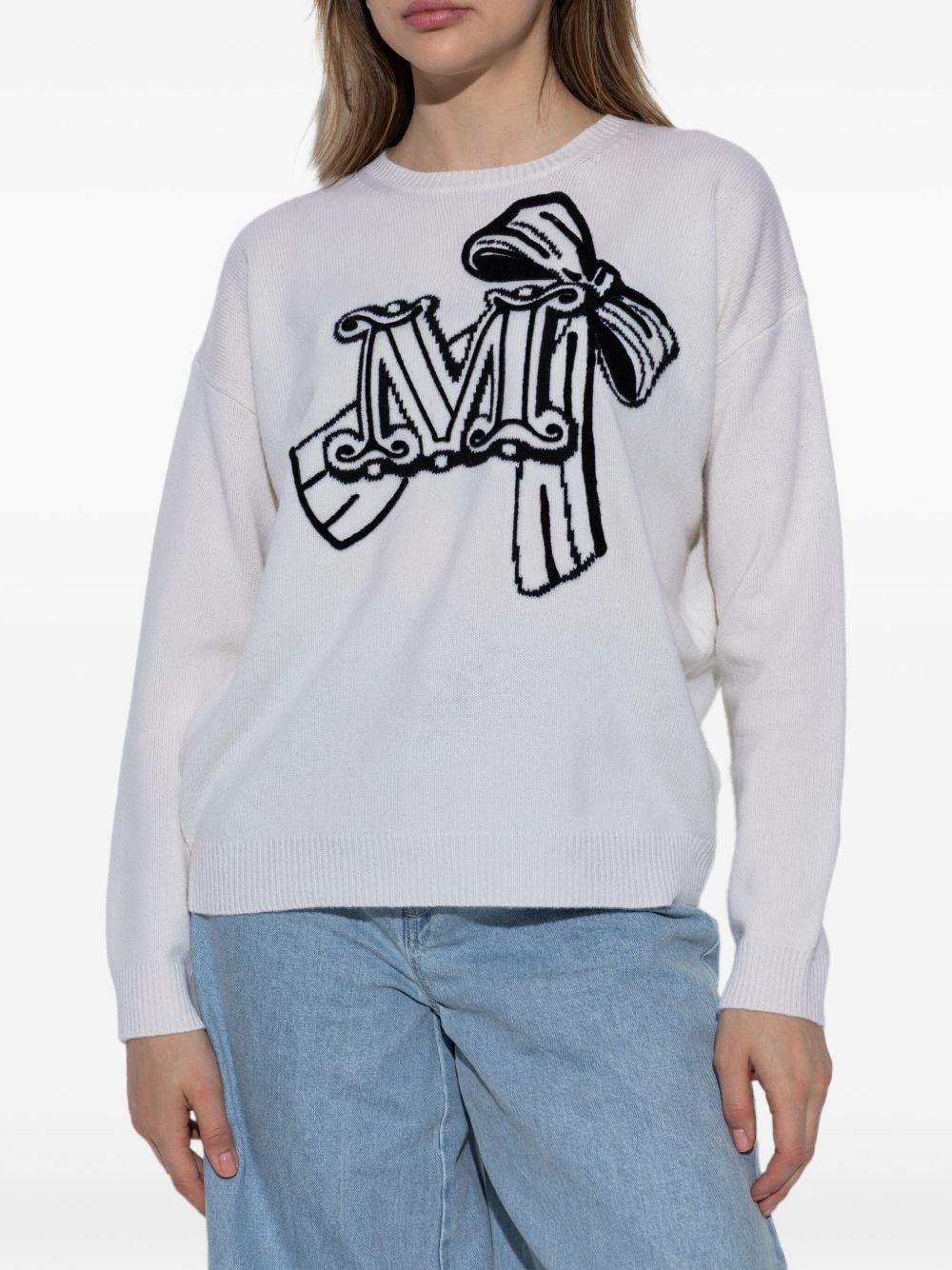 White Zurlo monogram pattern sweater 2521366011 ZURLO008 MAX MARA
