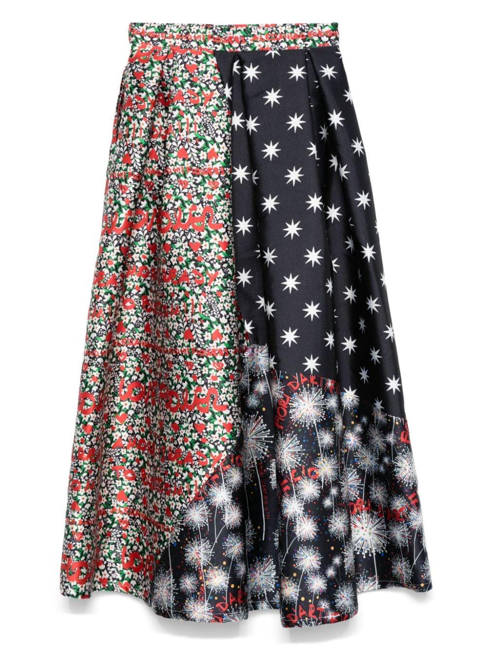 Mix-print maxi skirt<BR/><BR/><BR/> AE-SK49-DU DUPAT1 ALESSANDRO ENRIQUEZ