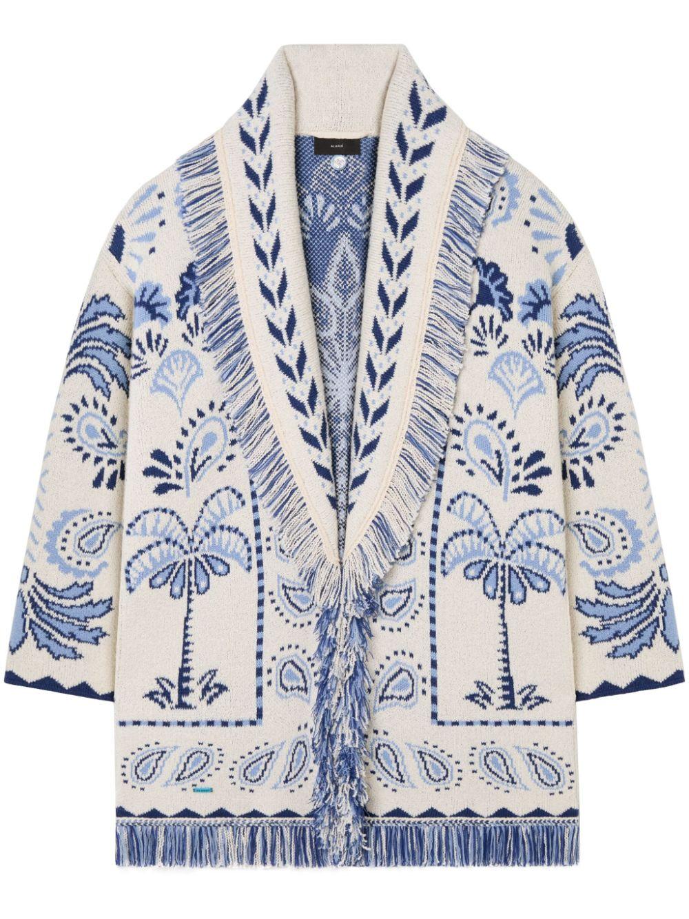 Cardigan with palm tree pattern LWHB064R25KNI005 0345 ALANUI