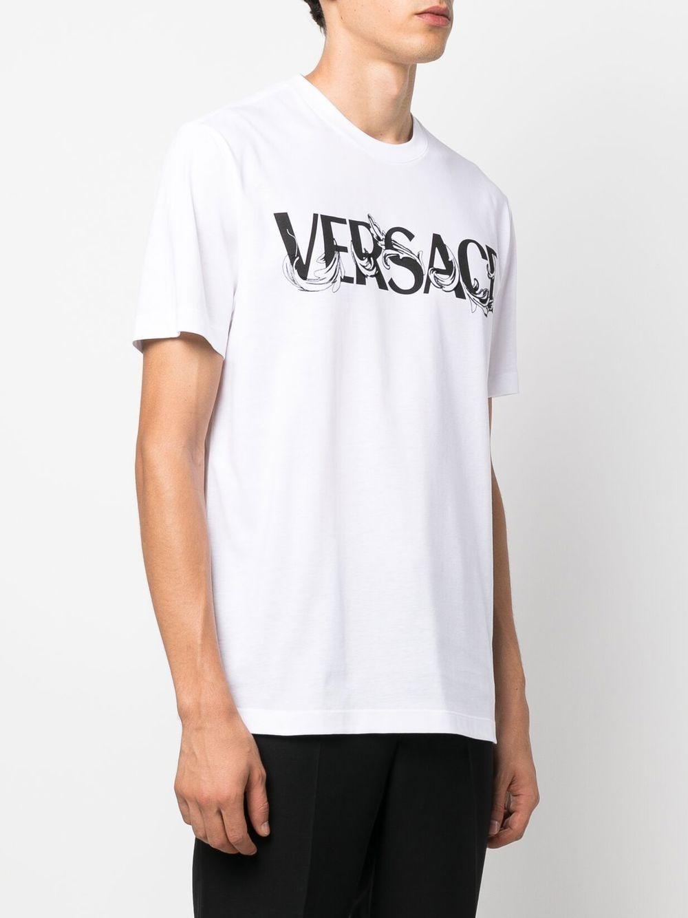 White logo-print short-sleeved T-shirt 1006974 1A049491W010 VERSACE