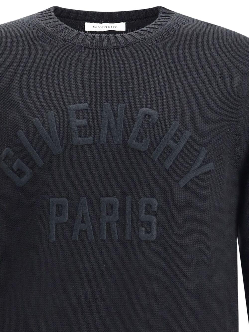 Sweater in cotton knit with GIVENCHY Paris embroidery BM90W04YNM 001 GIVENCHY
