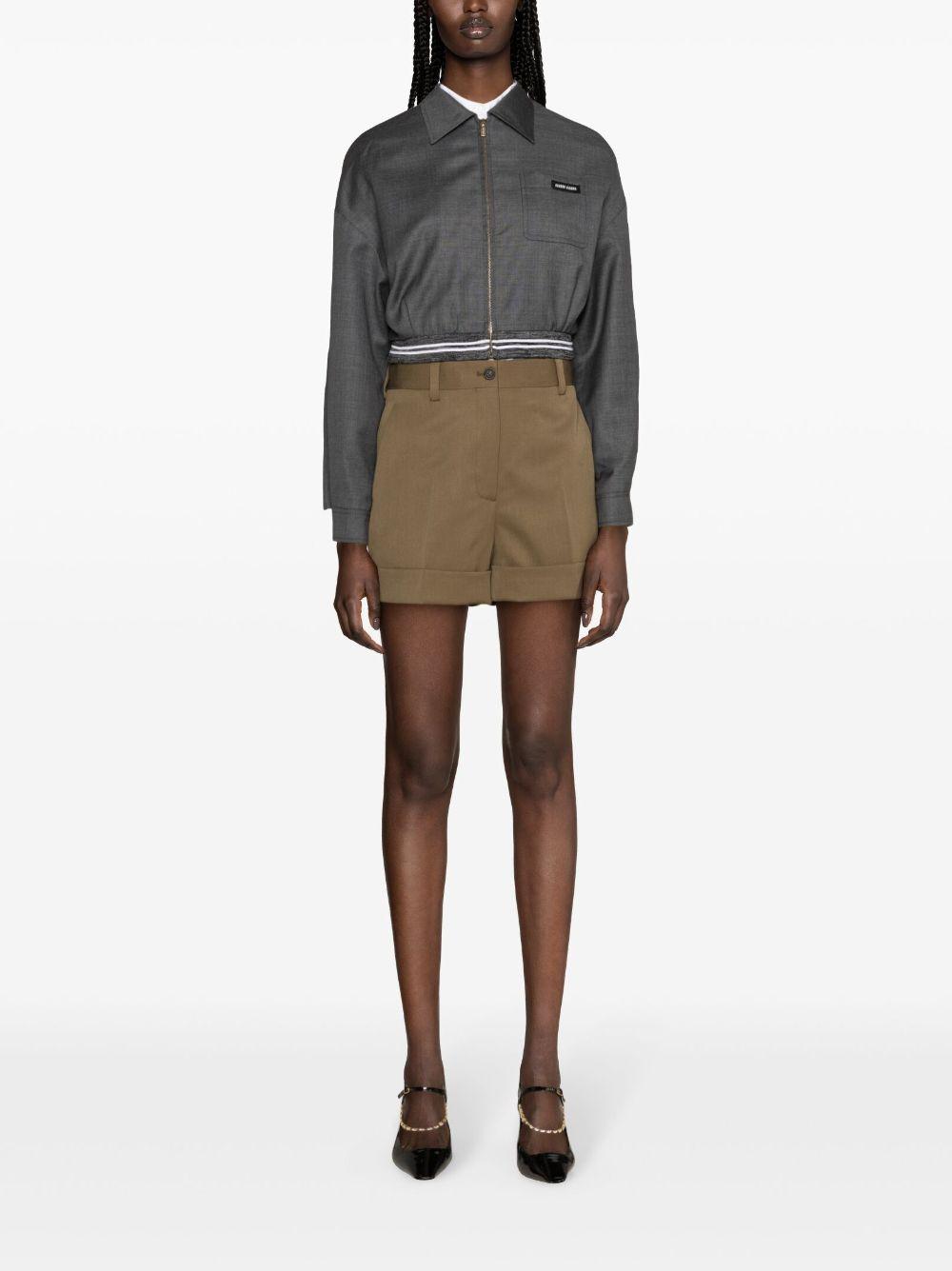 Logo-patch wide-leg tailored shorts<BR/><BR/><BR/> MP1737 108NF0594 MIU MIU