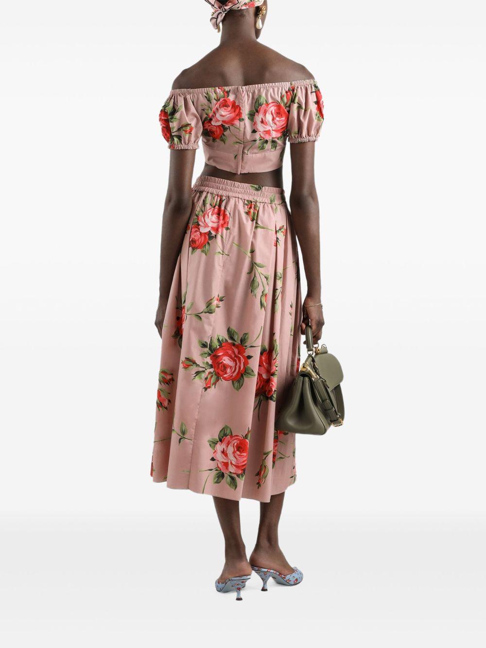 Rose bouquet-print midi skirt F4DC7T HS5UTHF5ZN DOLCE & GABBANA