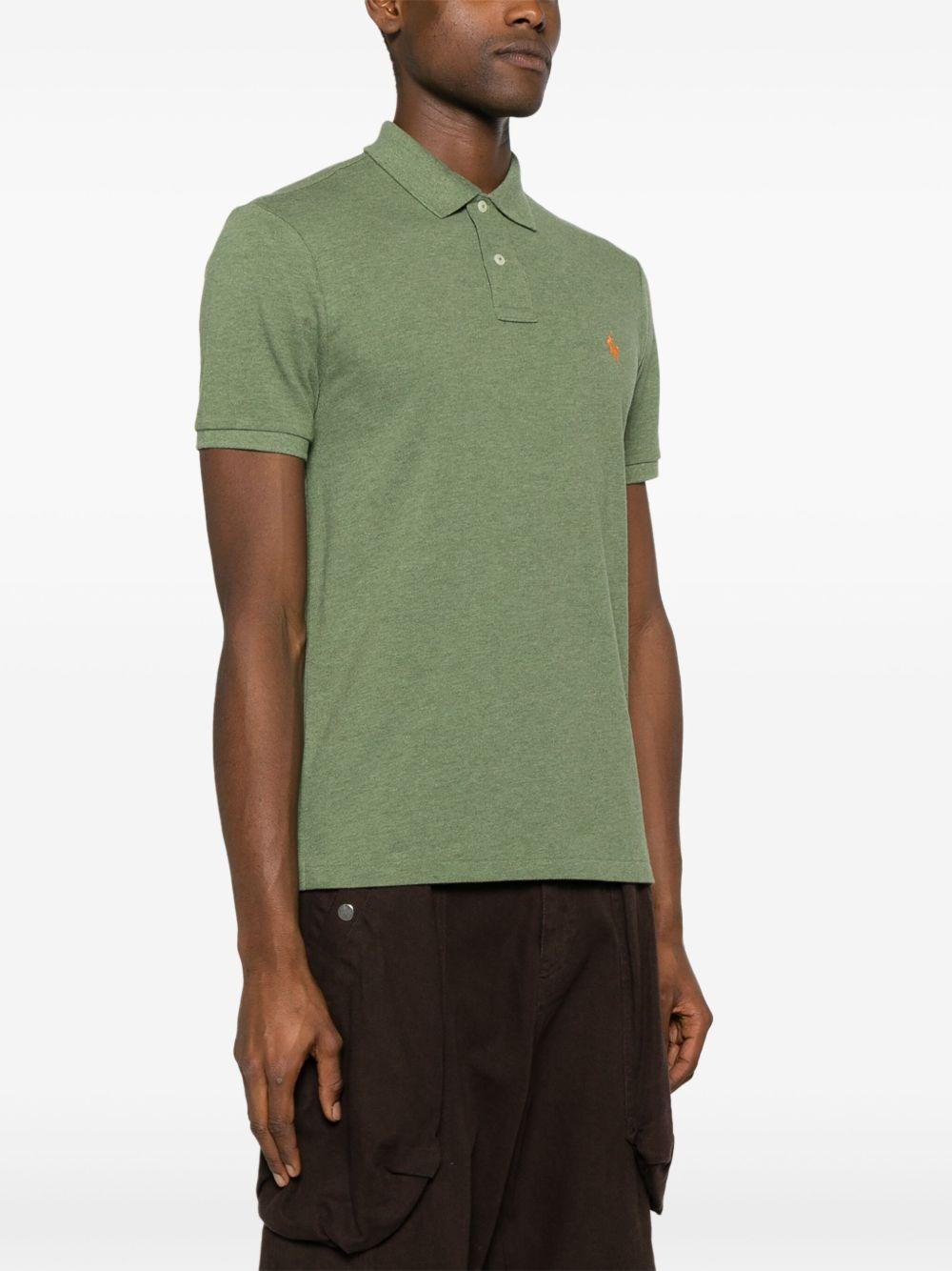 Embroidered-logo piqué polo shirt<BR/><BR/><BR/> 710680784367 CARGO GREEN HEATHER POLO RALPH LAUREN