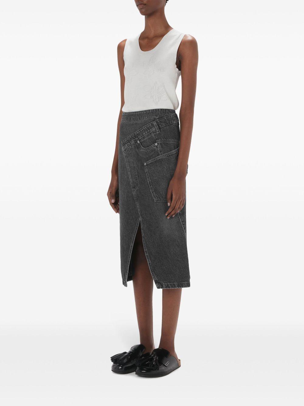 Twisted denim midi skirt<BR/><BR/><BR/> DK0023 PG1195929 JW ANDERSON