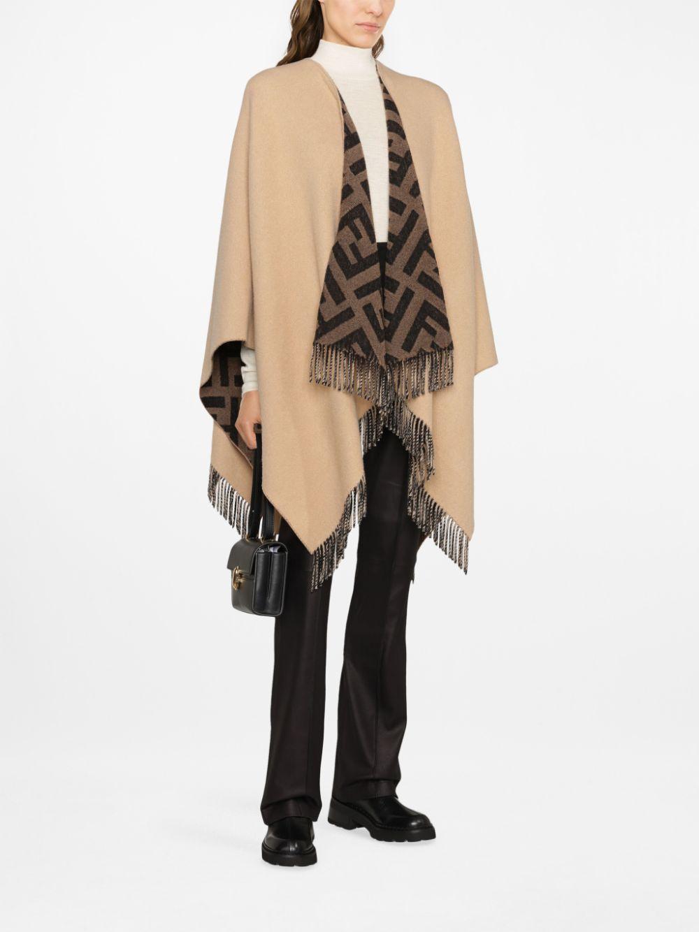 Double-fast poncho with fringes FXX715 AEOWF0DKM FENDI