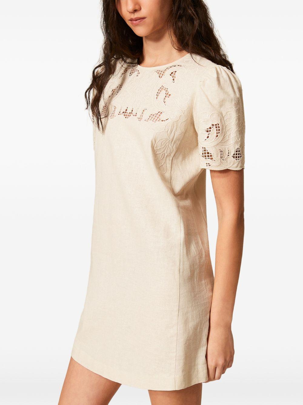 Short linen blend dress with embroidery 261TP2310 S2140000059 TWINSET