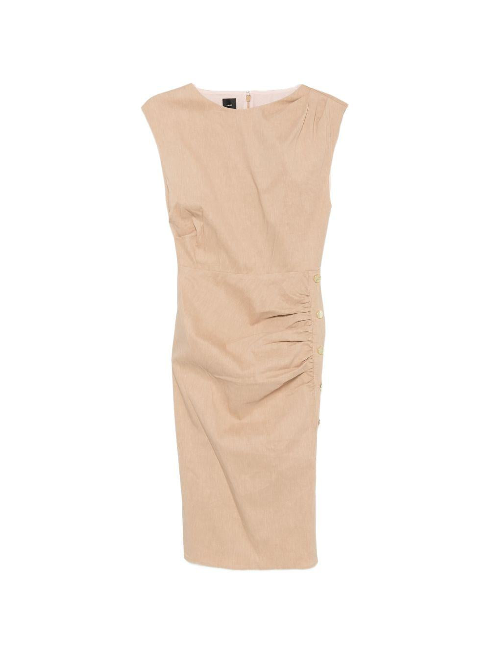 Slim-fitting calf-length dress in linen 106521 A34ID41 PINKO