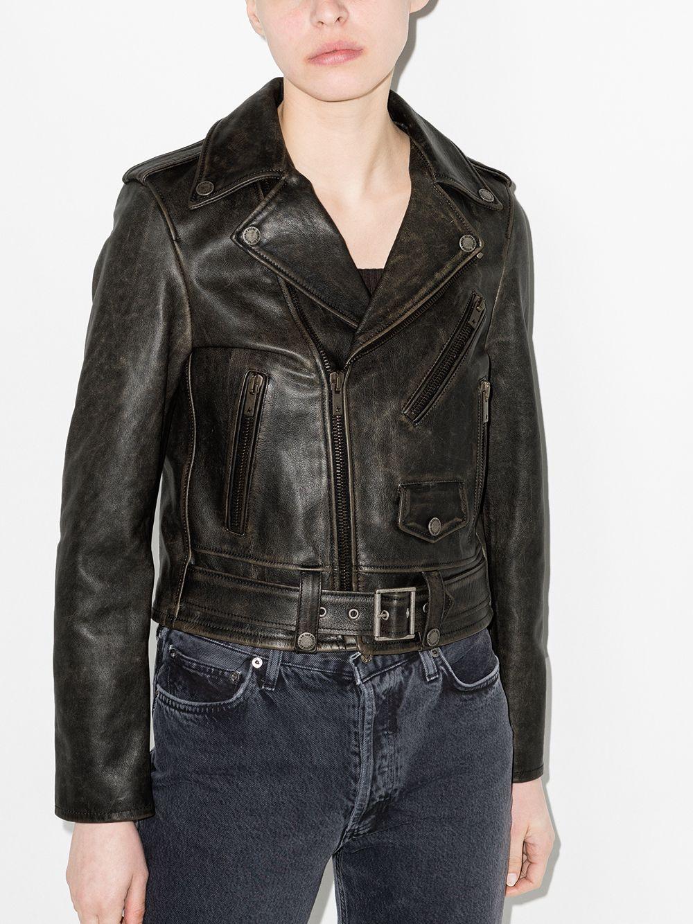 Distressed-effect leather biker jacket GWP00848 P00064790100 GOLDEN GOOSE