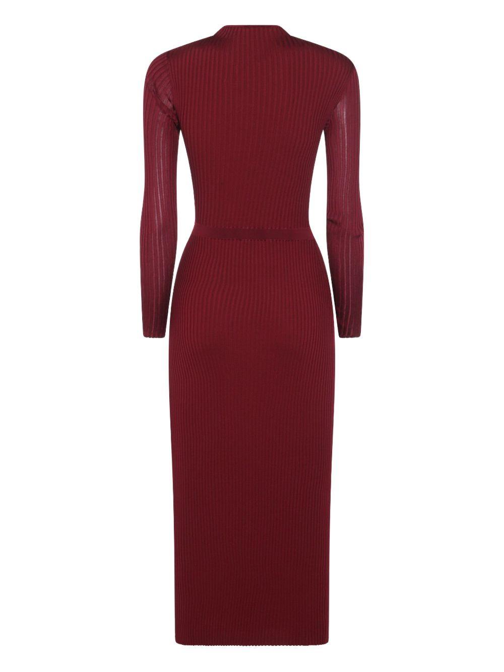 Burgundy cut out tib knit midi dress 080M BURGUNDY SELF-PORTRAIT