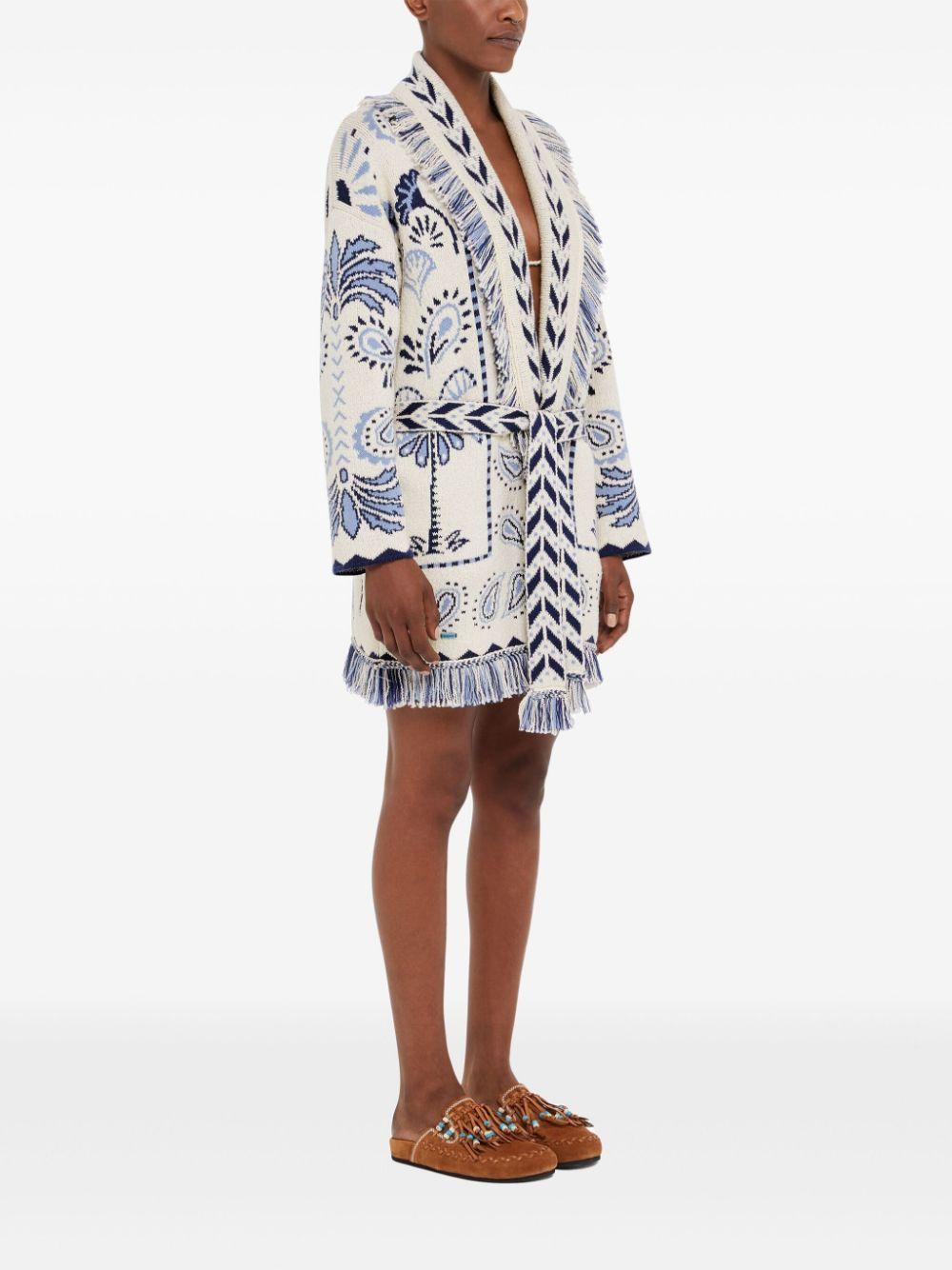 Cardigan with palm tree pattern LWHB064R25KNI005 0345 ALANUI