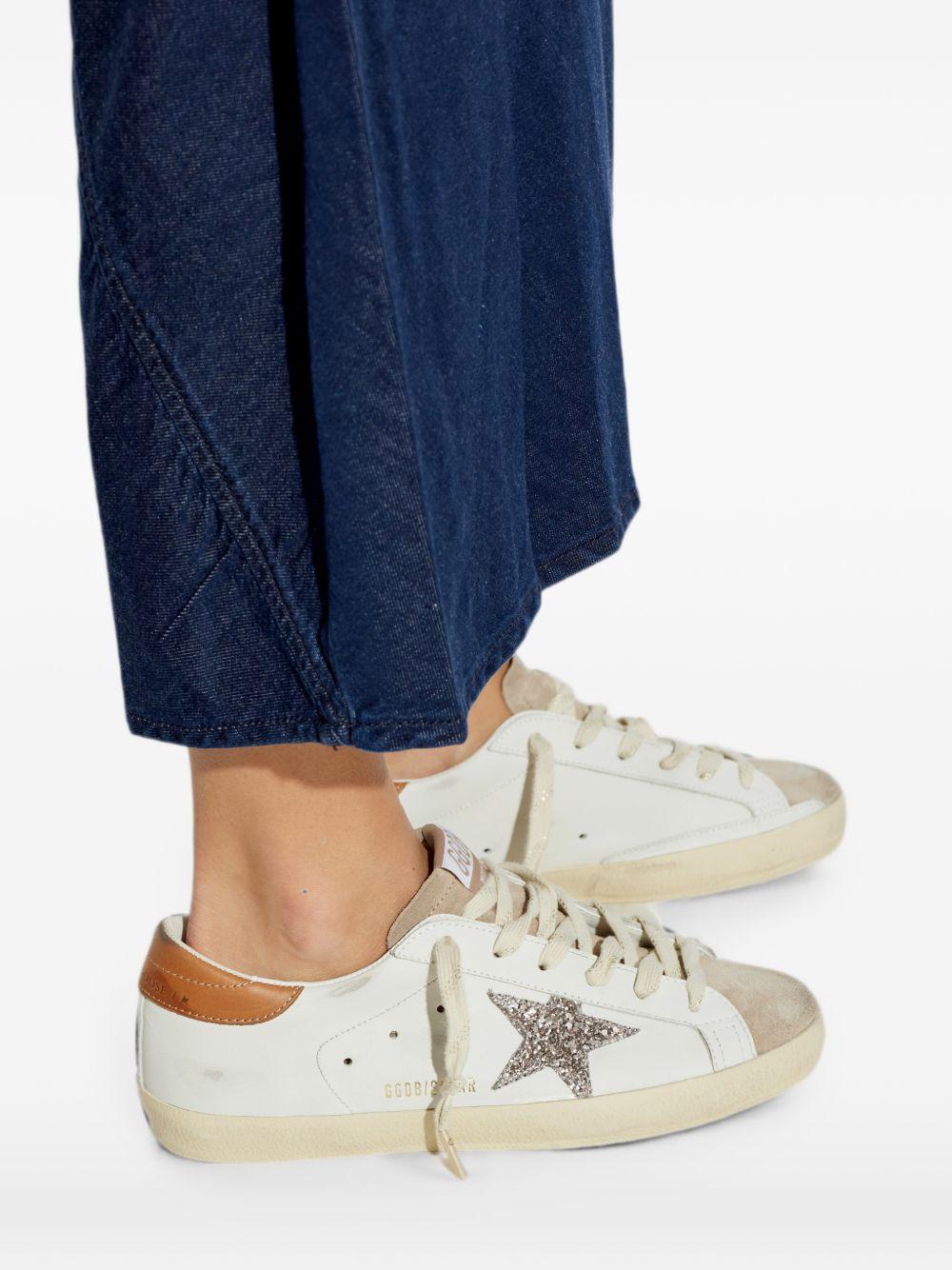 SUPER STAR LEATHER UPPER AND HEEL SUEDE TOE GLITTER STAR GWF00101 F00871912524 GOLDEN GOOSE