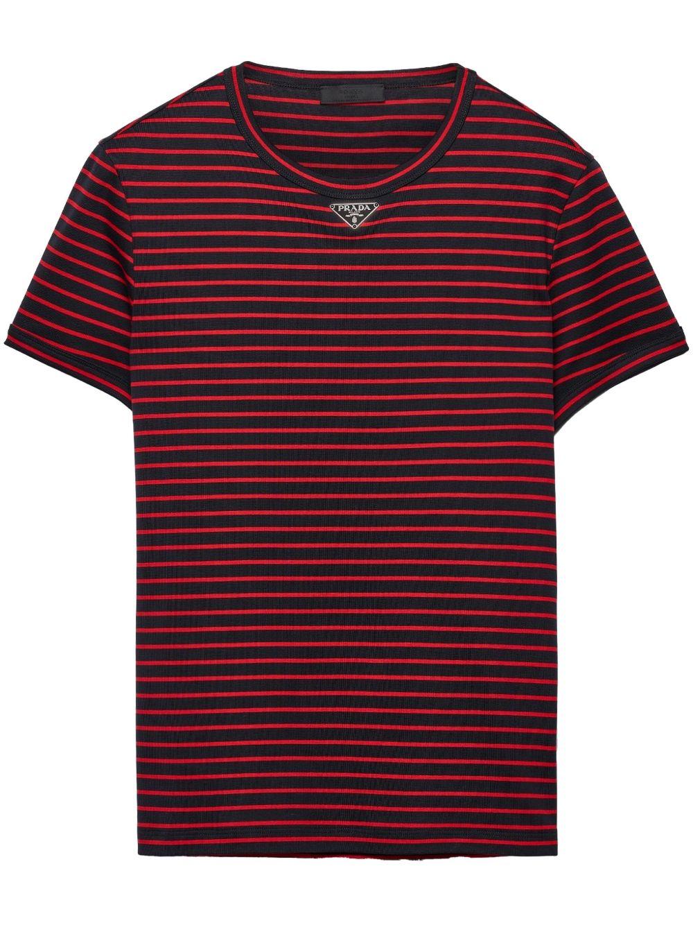 Stripes T-shirt<BR/><BR/><BR/> UJN824 111LF0N98 PRADA