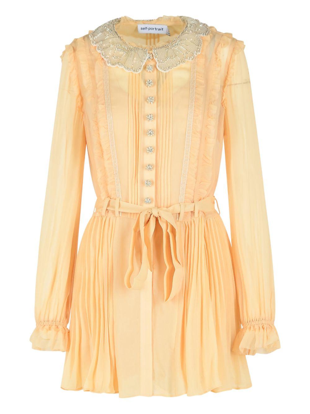 pleated mini dress 034S TAN SELF-PORTRAIT
