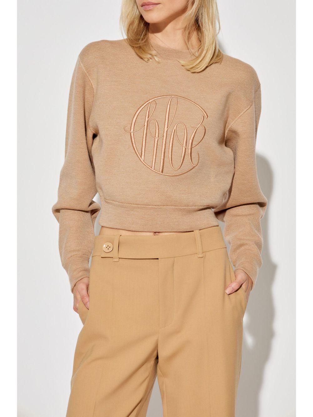 Embroidered-logo wool jumper<BR/><BR/><BR/> CHC24AMP54730 223 CHLOÉ