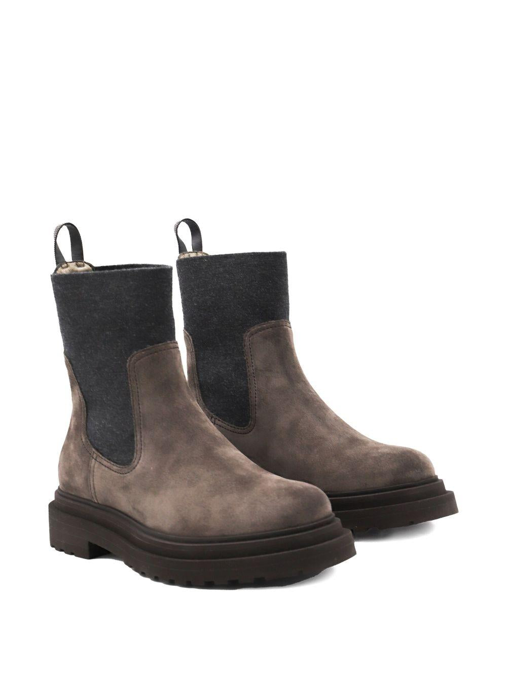 Suede boots with knit inseert and precious loop detail MZSFG3034 C7284 BRUNELLO CUCINELLI