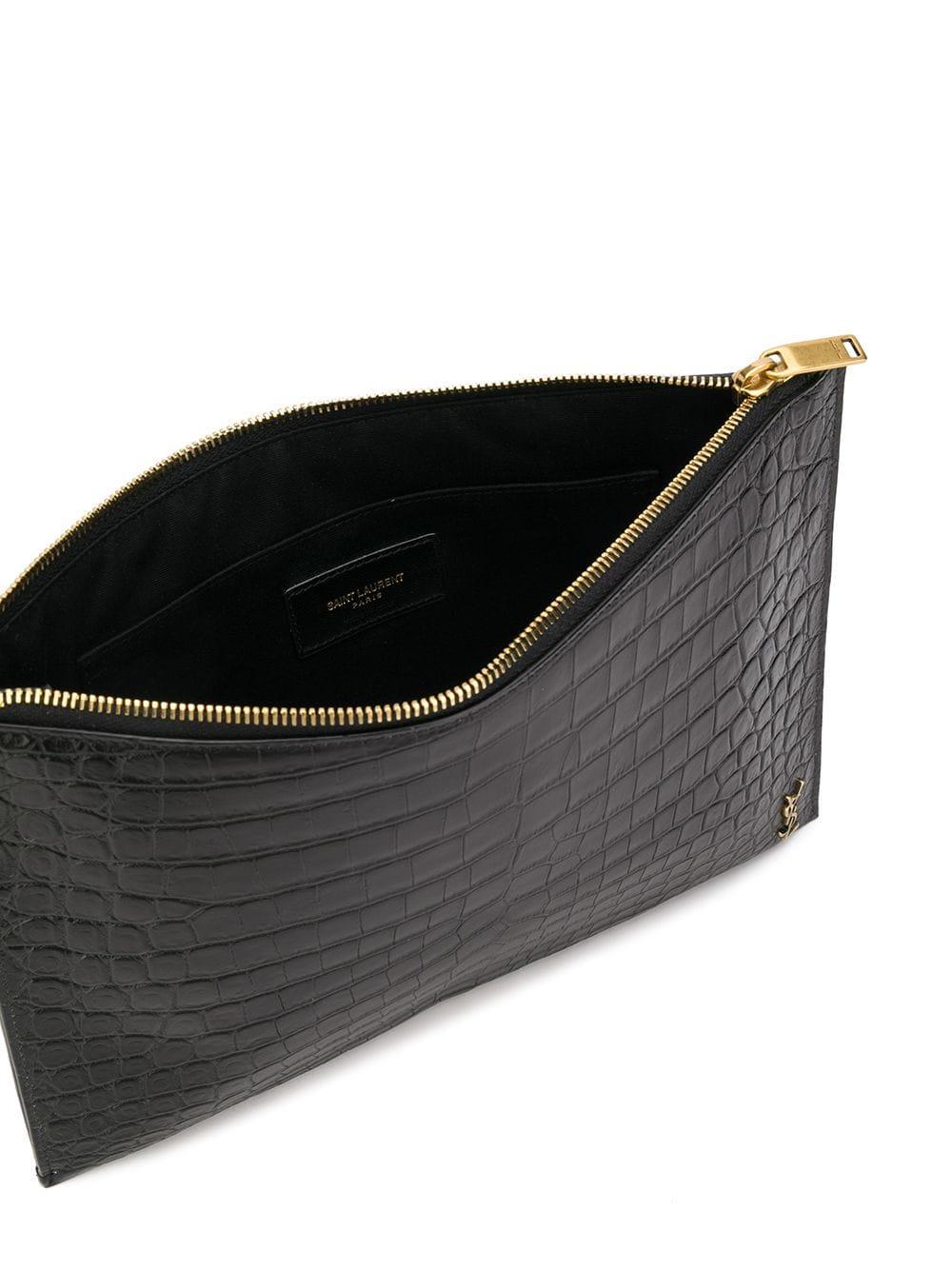 crocodile effect pouch 607779 DZE0W1000 SAINT LAURENT