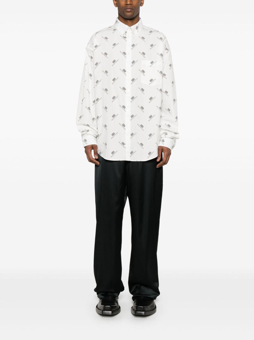 BB-print cotton shirt<BR/><BR/><BR/><BR/><BR/><BR/> 662983 TQL149040 BALENCIAGA
