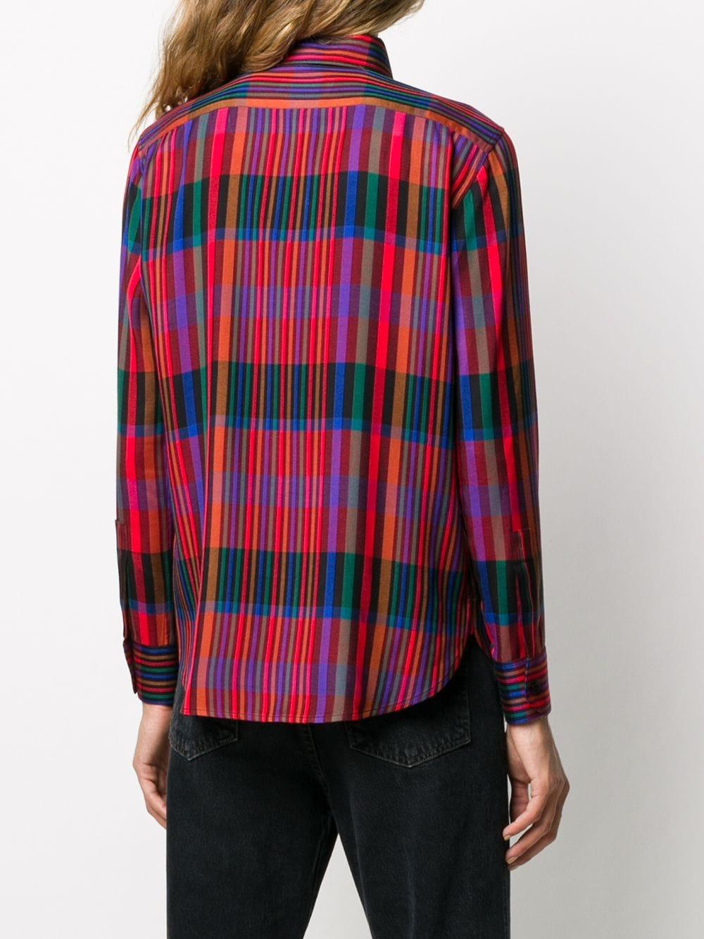Red/multicolour tartan check buttoned shirt 395733 Y7B318487 SAINT LAURENT
