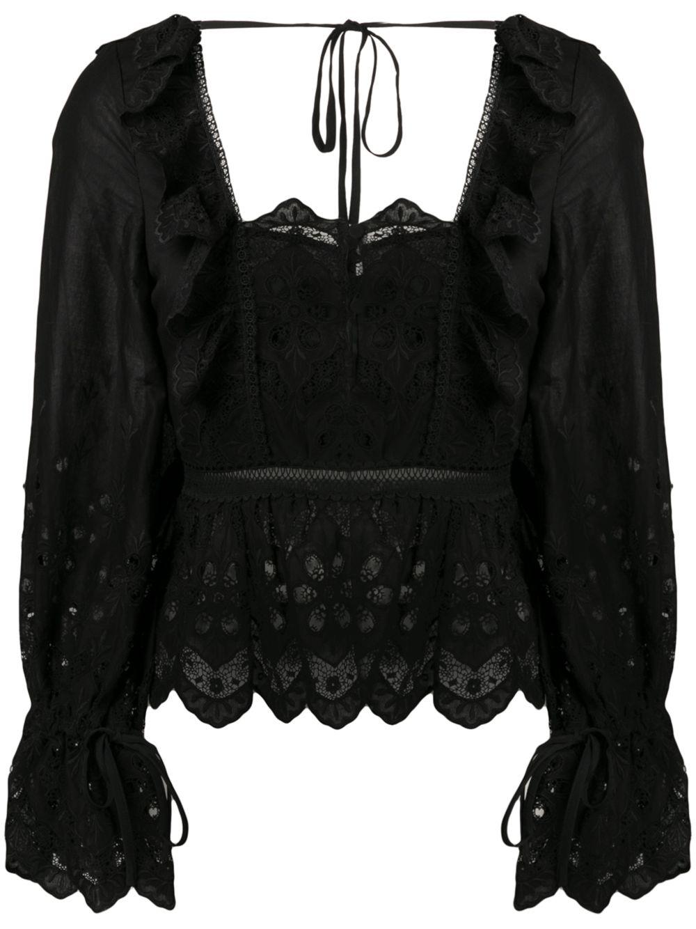macramè shirt 113T BLACK SELF-PORTRAIT