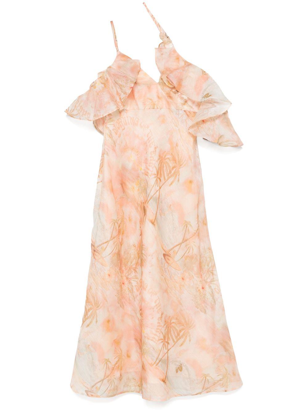 Illuminate midi dress<BR/><BR/><BR/> 3967DS251 GUAVA PARADISE ZIMMERMANN