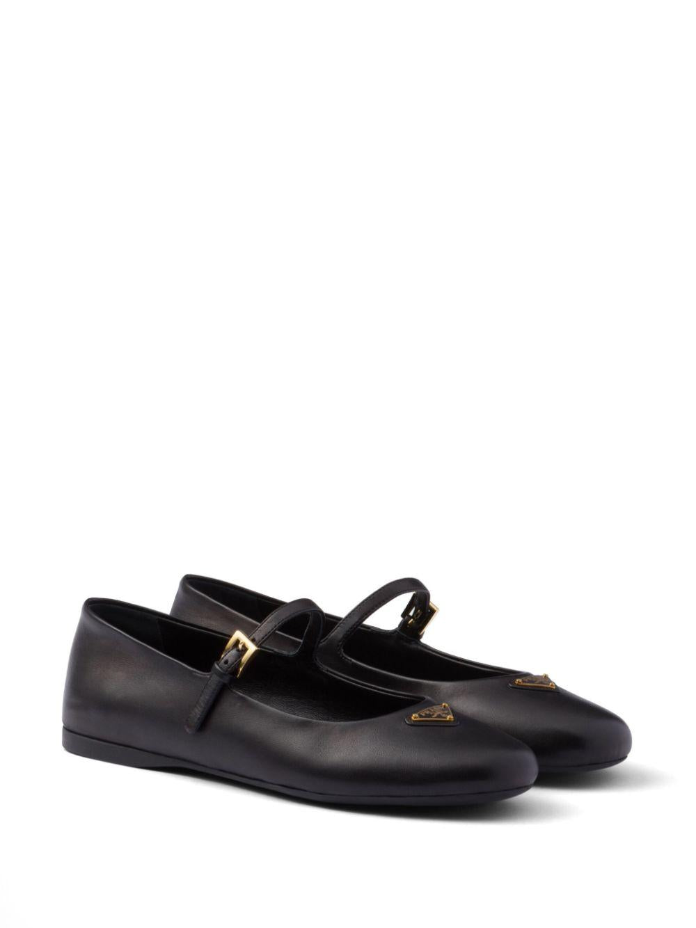 Leather ballerina shoes<BR/><BR/><BR/> 1F567N 038F0002 PRADA