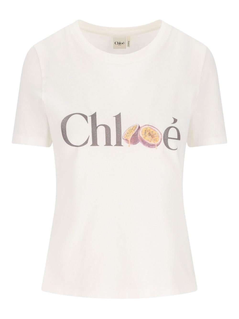COTTON T-SHIRT WITH LOGO PRINT CH26SJH08197 101 CHLOÉ