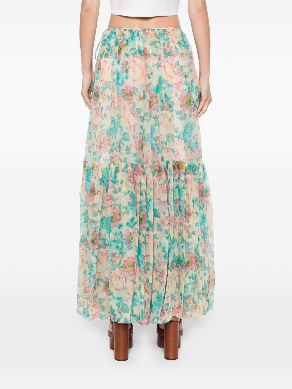 Gathered maxi skirt in silk mousseline CH25UJU10465 24T CHLOÉ
