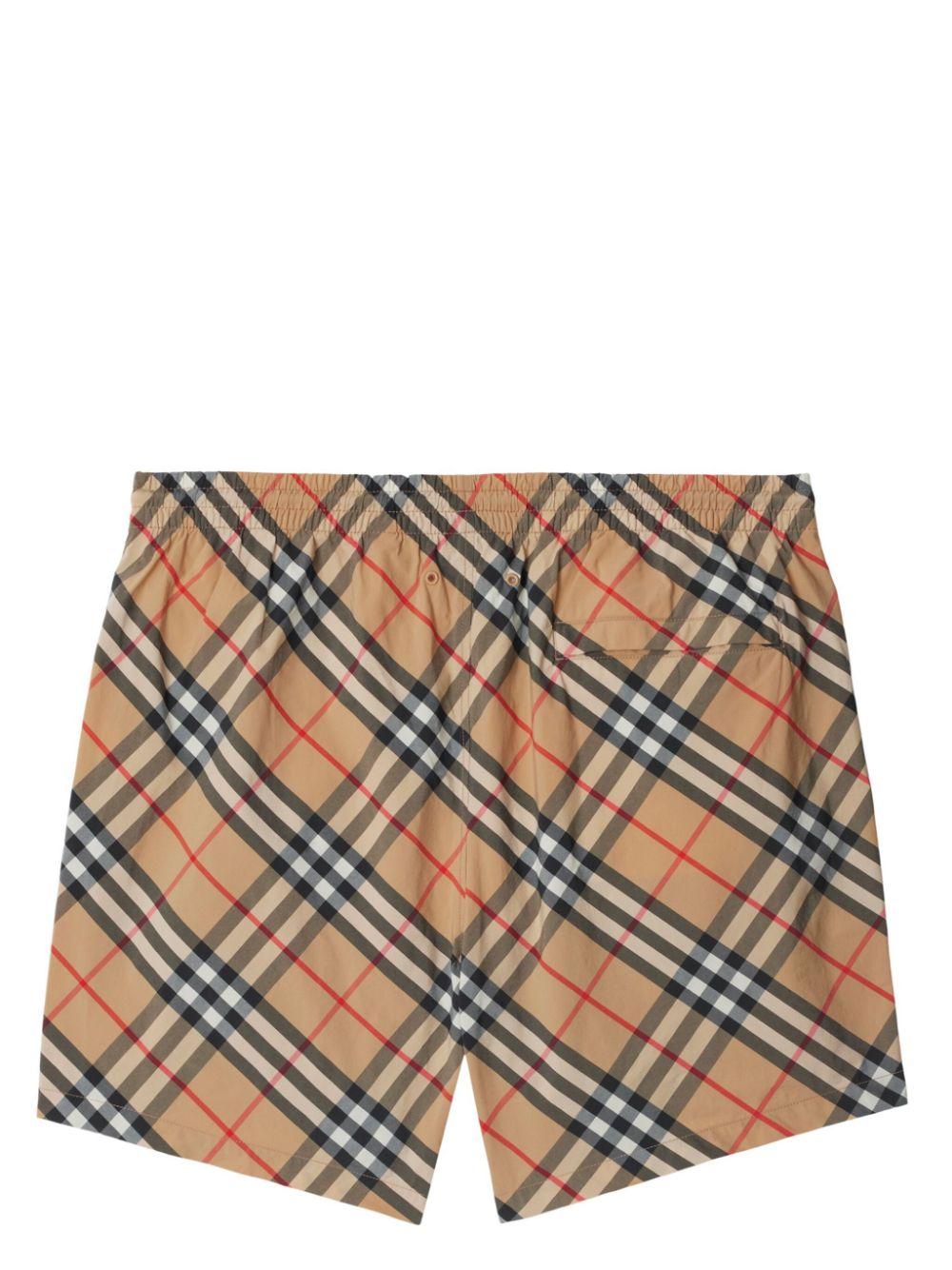 Check-print drawstring swim shorts<BR/><BR/><BR/> 8087335 B9368 BURBERRY