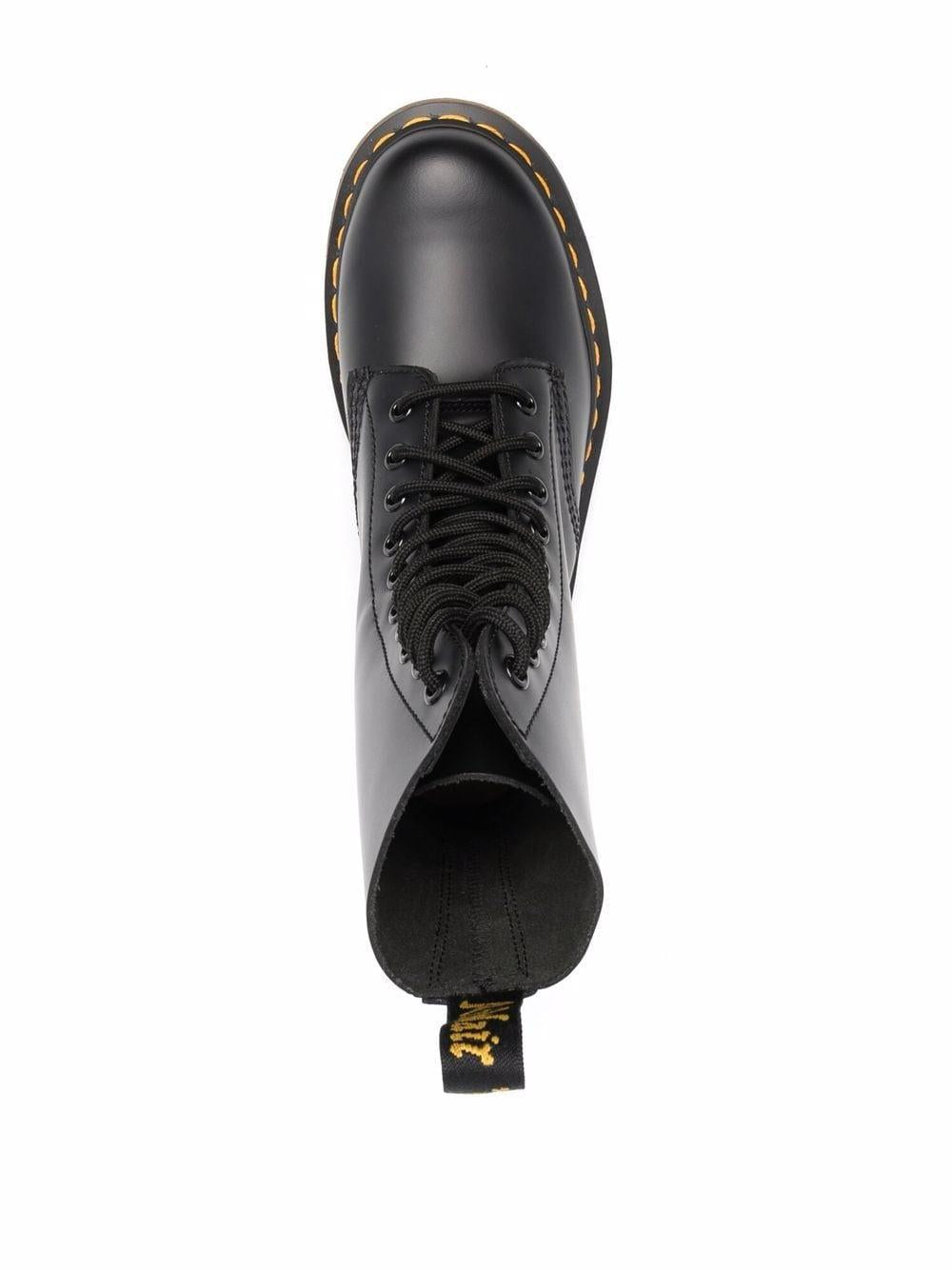 1490 lace-up combat boots<BR/> 11857001 1490BLACK SMOOTH DR. MARTENS