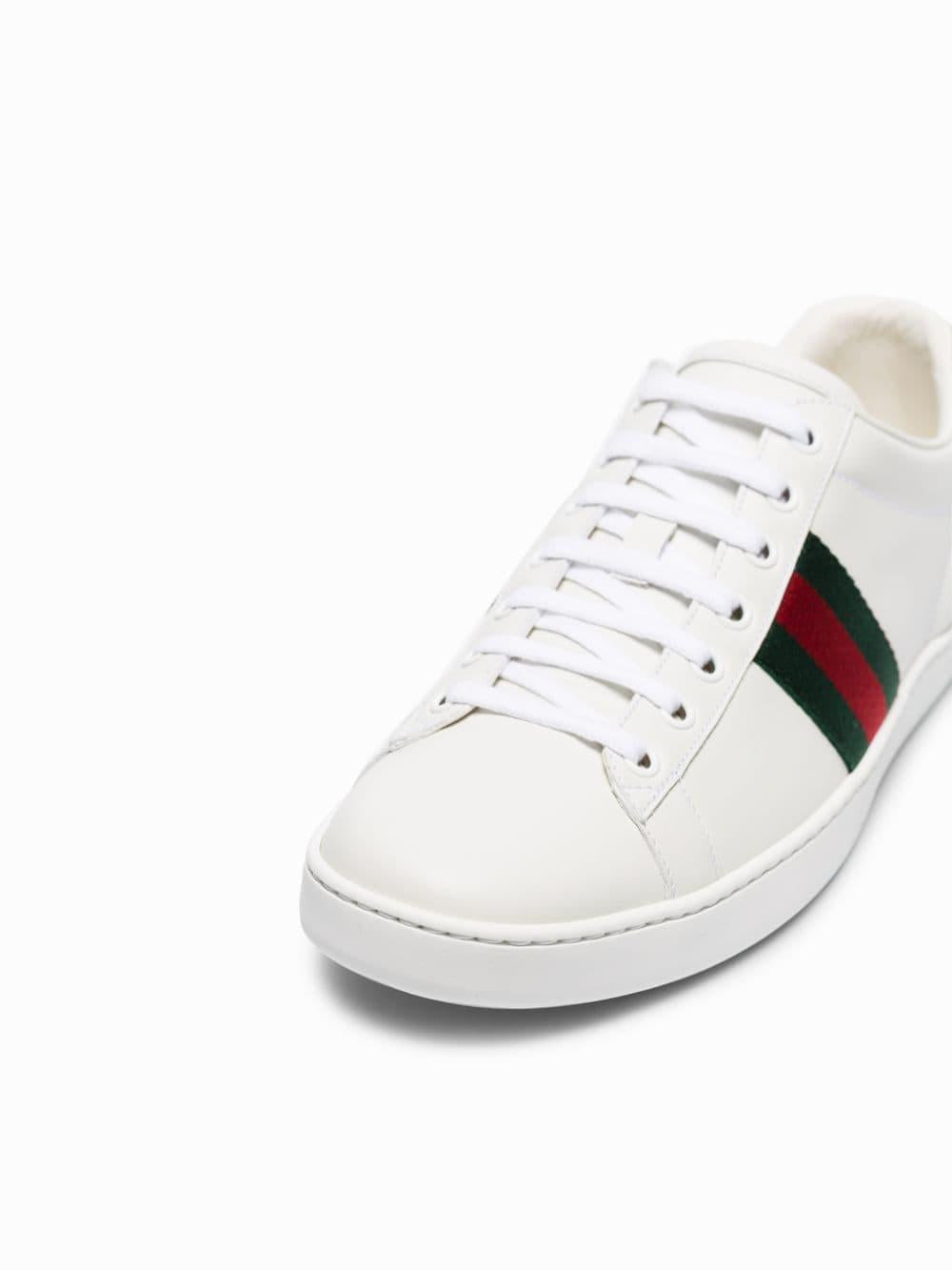 Sneakers 'Ace' in pelle bianca e dettagli verdi 387993 A38309071 GUCCI