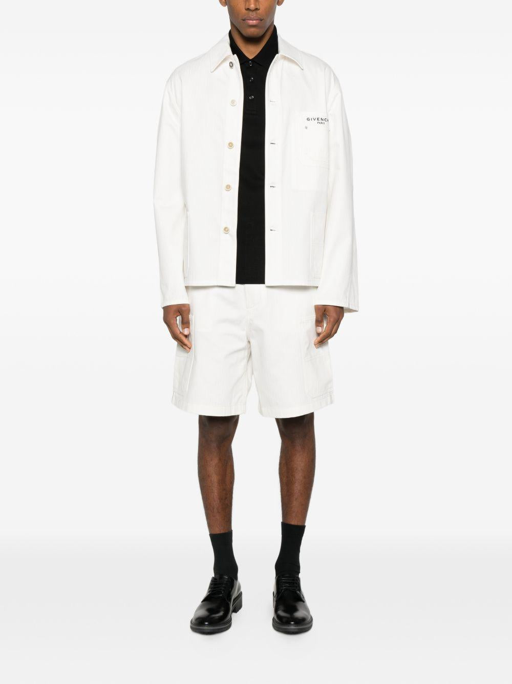 Cargo bermuda shorts in herringbone denim BM51PK5171 100 GIVENCHY