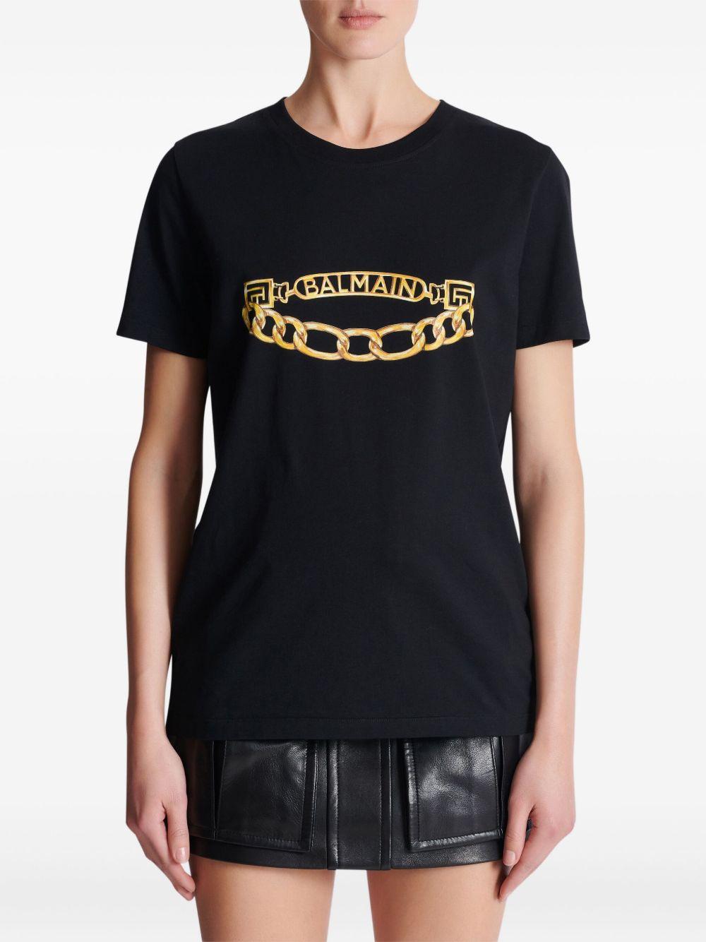 Short-sleeved Balmain Chain print T-shirt FF1EF004GE97 EAD BALMAIN