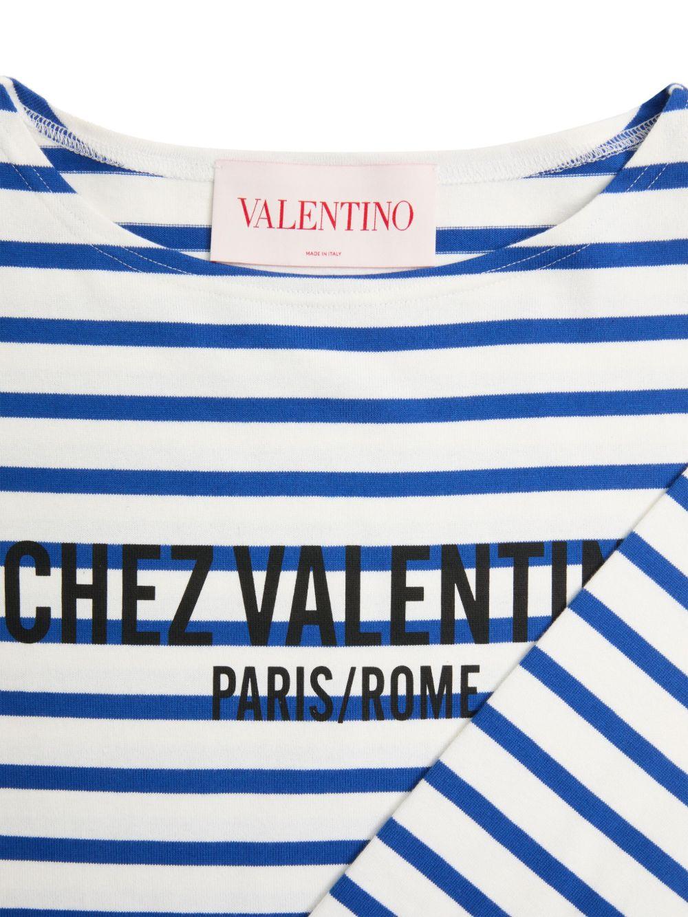 Chez Valentino-print striped T-shirt<BR/><BR/> 6V3MG16RAPV RGY VALENTINO GARAVANI