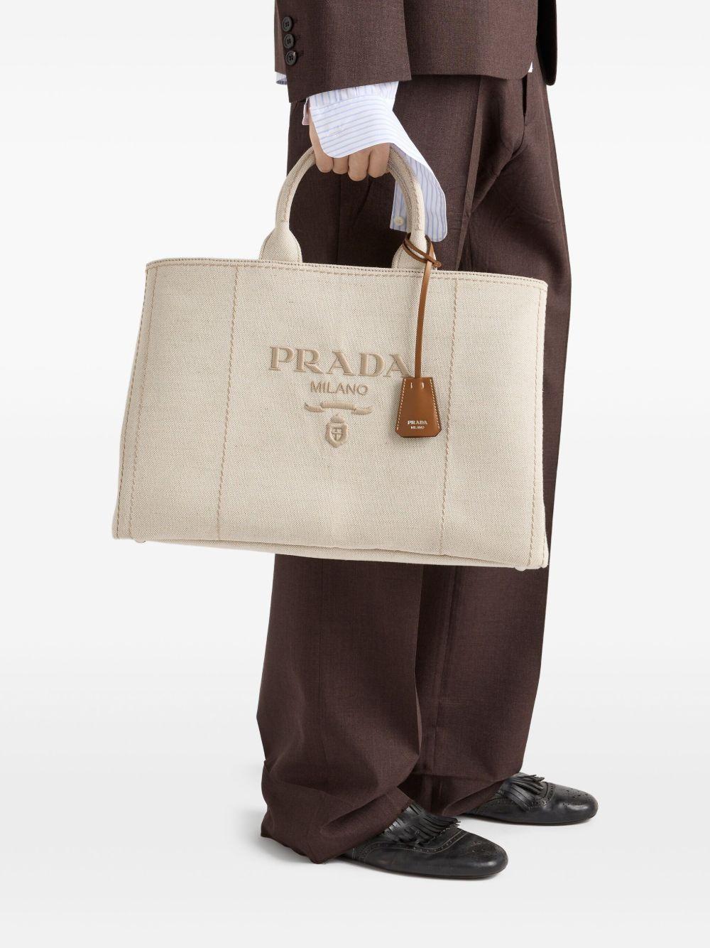 Prada Jardinière extra large linen blend tote bag 2VG1312CX9 V-OOOF0018 PRADA