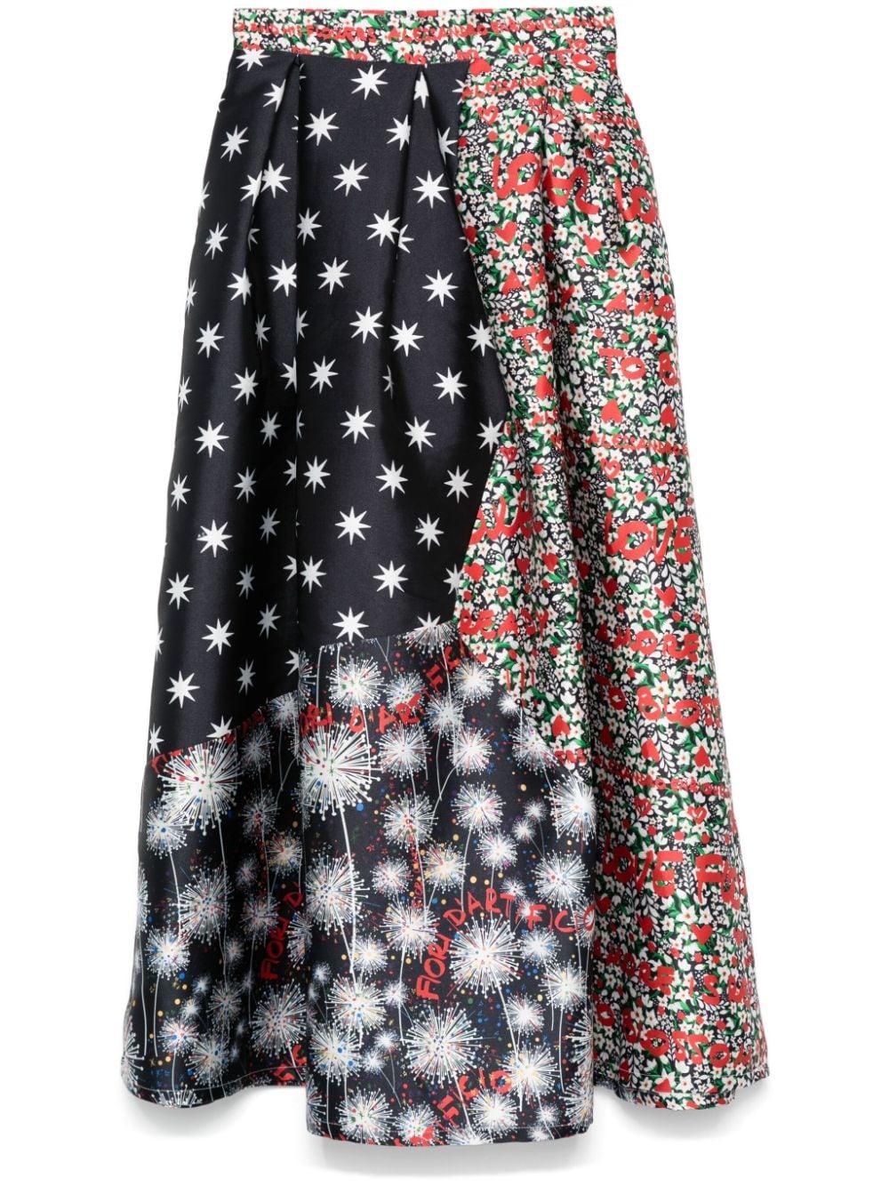Mix-print maxi skirt<BR/><BR/><BR/> AE-SK49-DU DUPAT1 ALESSANDRO ENRIQUEZ