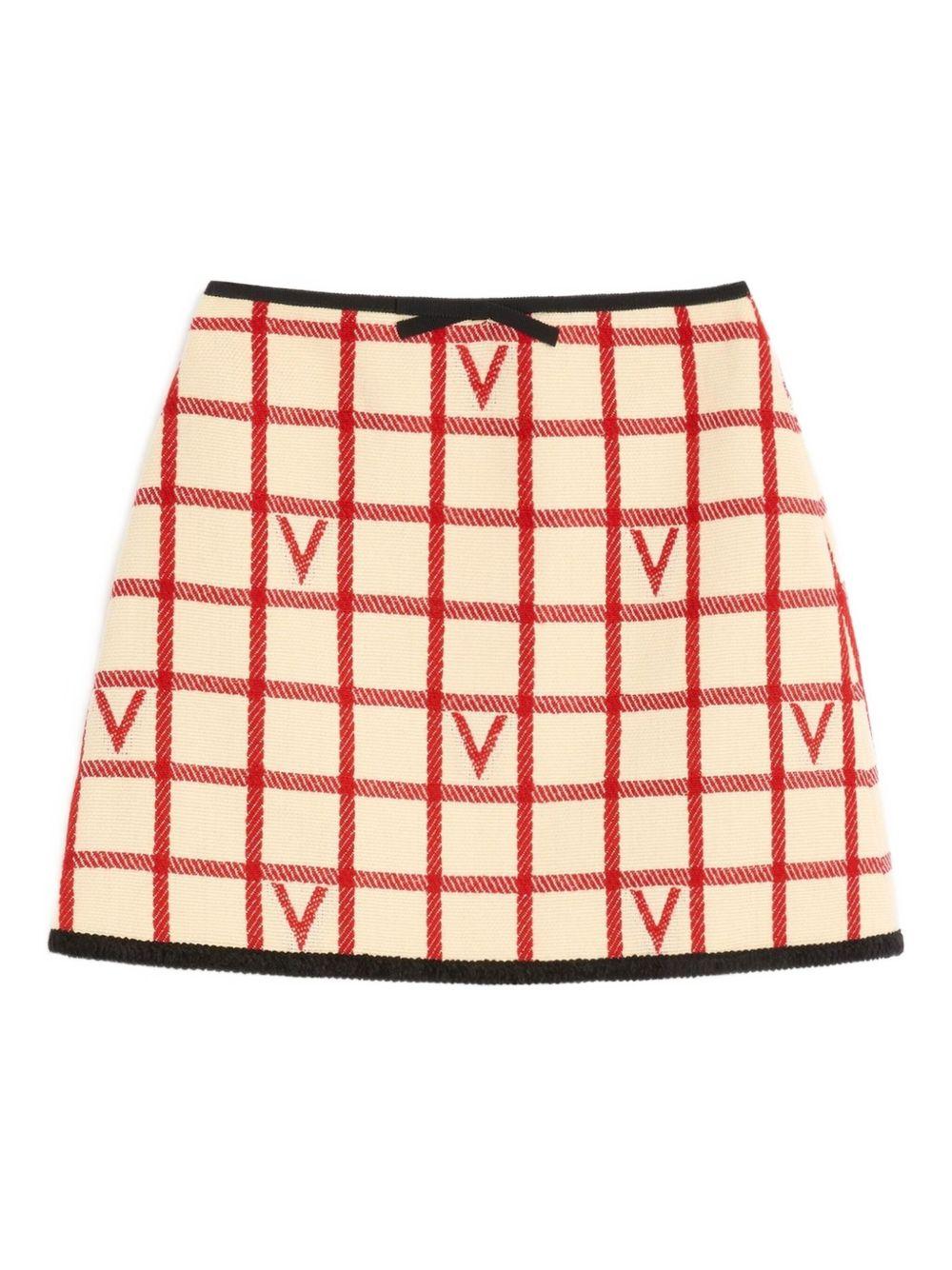 Check Skirt With Vlogo 7B3RADJ49JN BRS VALENTINO GARAVANI
