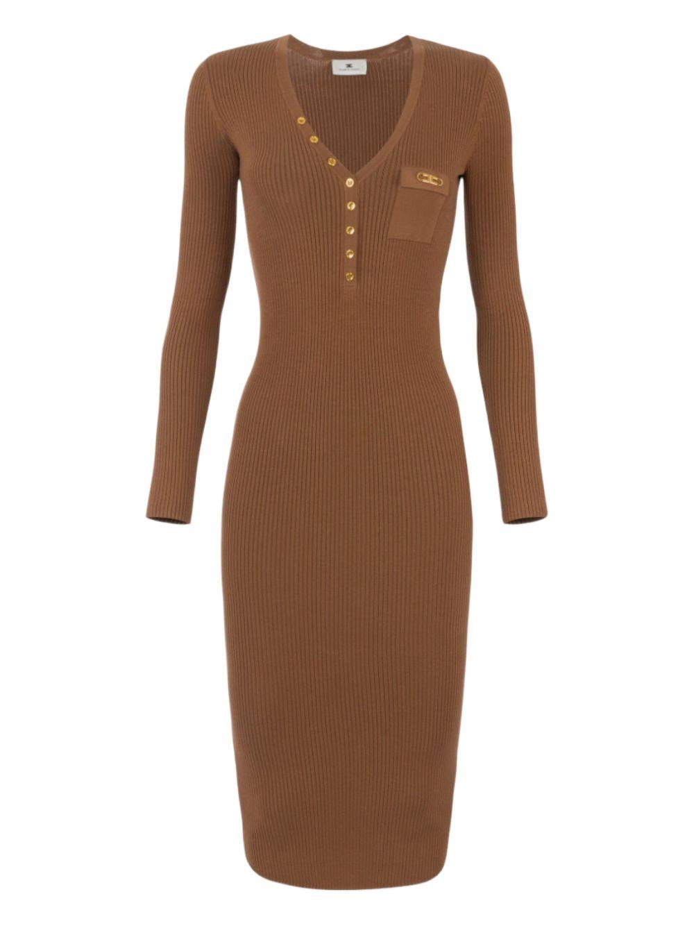 Dress in ribbed knit fabric with breast pocket AM10B56E2 EC1 ELISABETTA FRANCHI