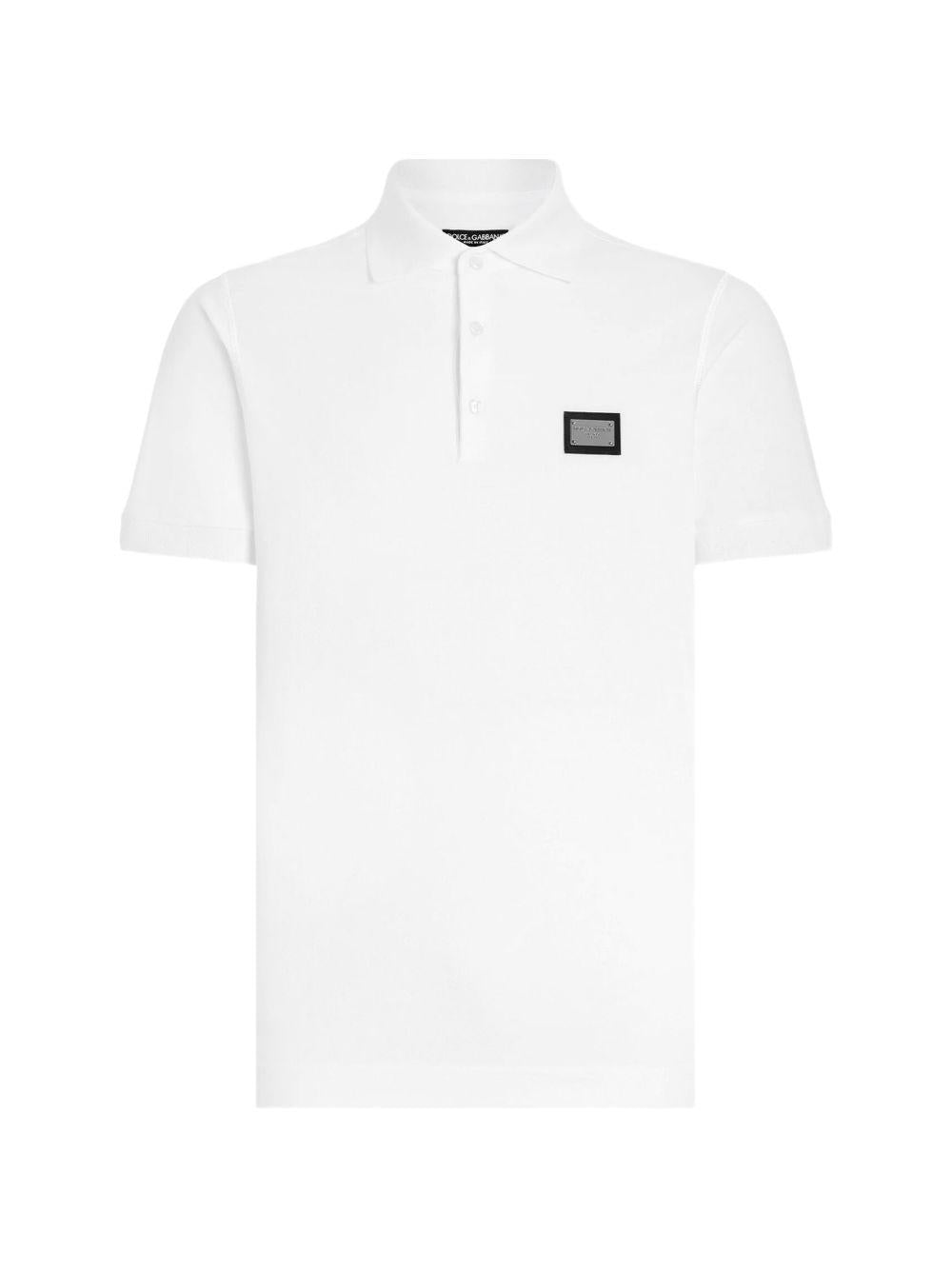 Cotton piquet polo shirt with logo plaque G8PL4T G7P1DW0800 DOLCE & GABBANA
